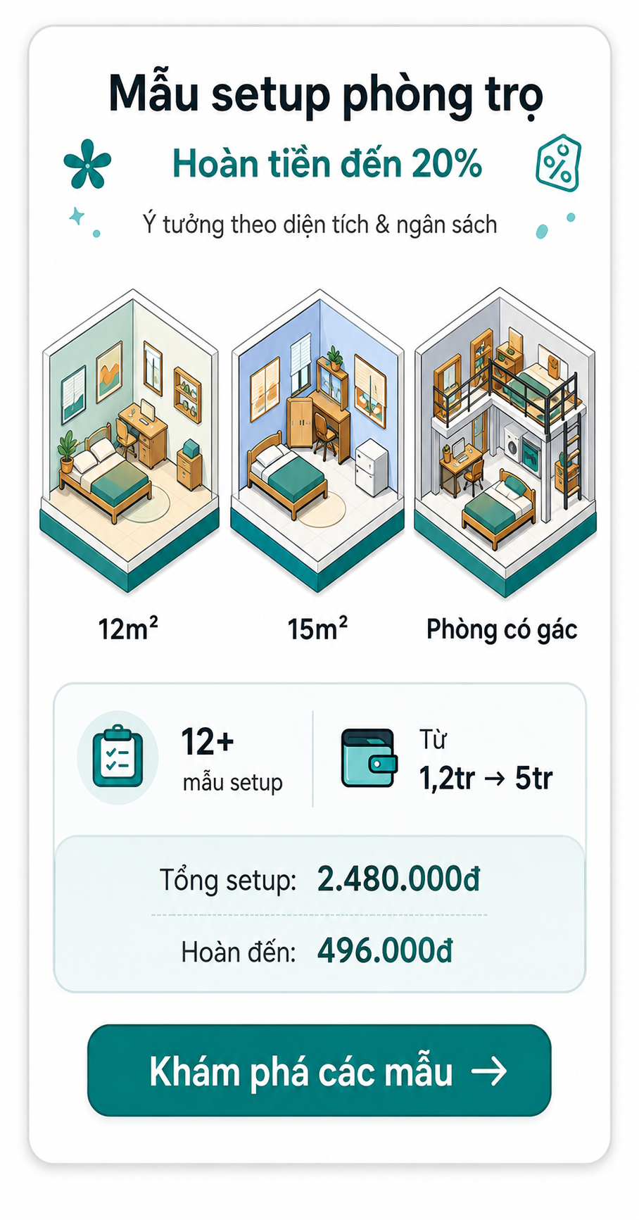Mẫu setup phòng trọ